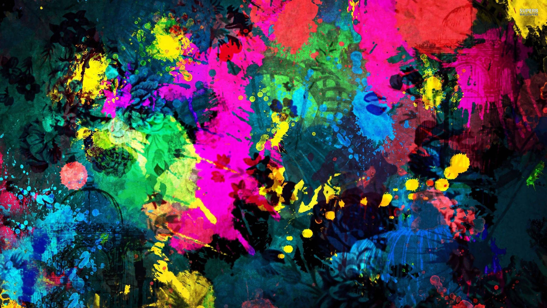 A Colorful Painting With A Lot Of Paint Wallpaper