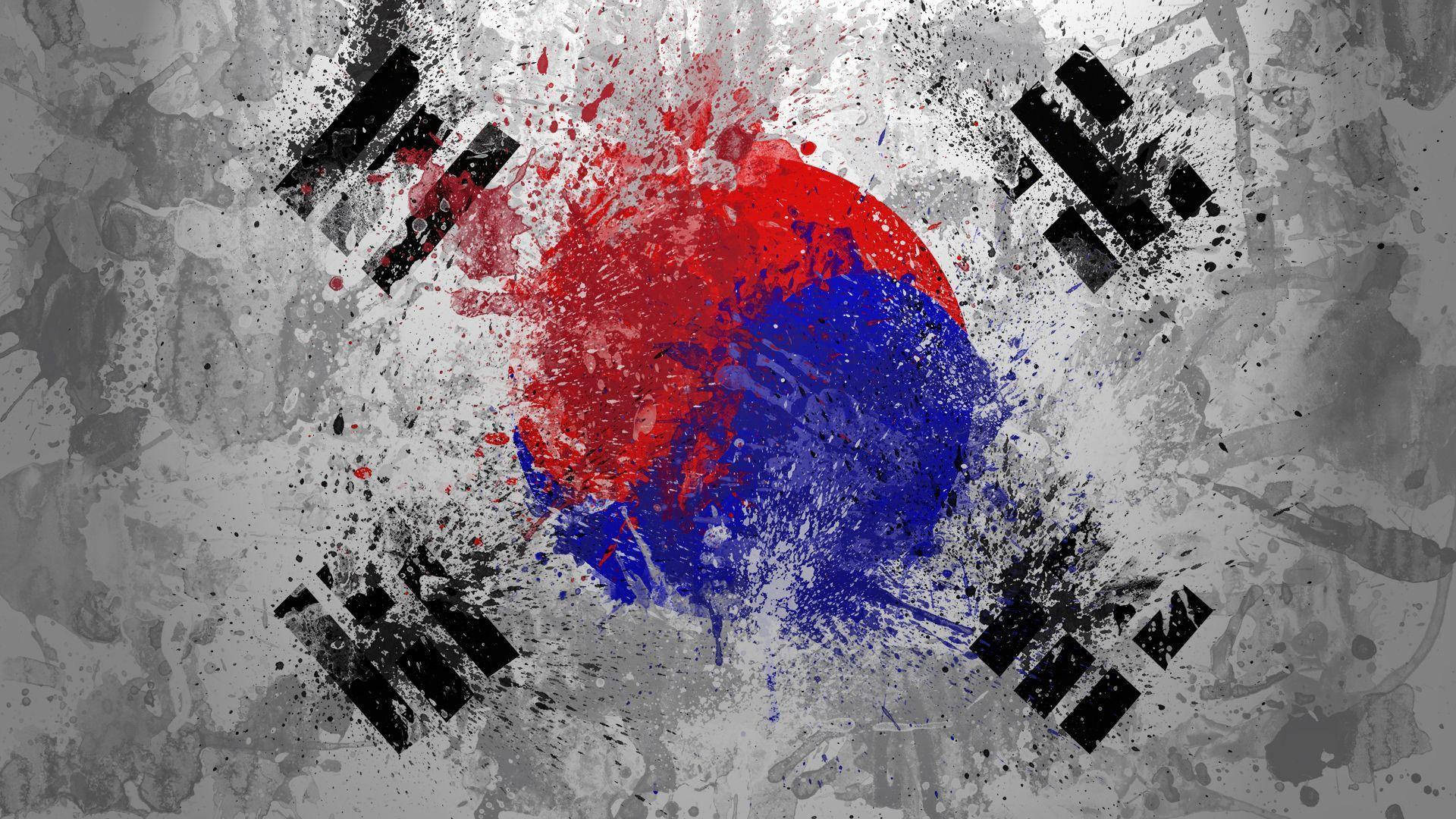 Paint Splatter South Korea Flag Wallpaper