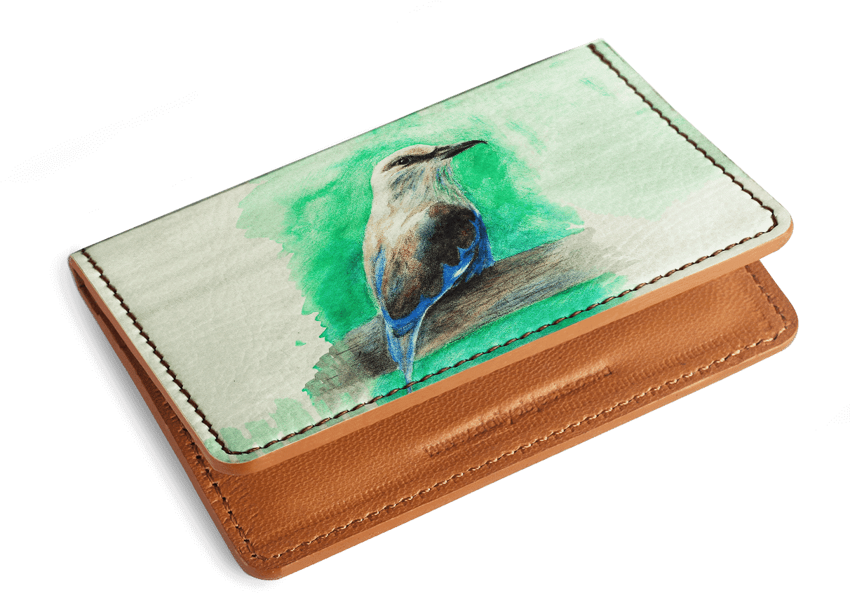Painted Bird Leather Wallet PNG
