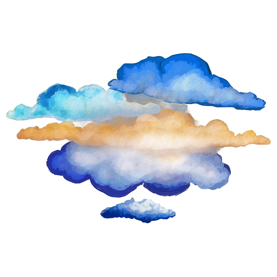 Painted Blue Clouds Png Qok96 PNG