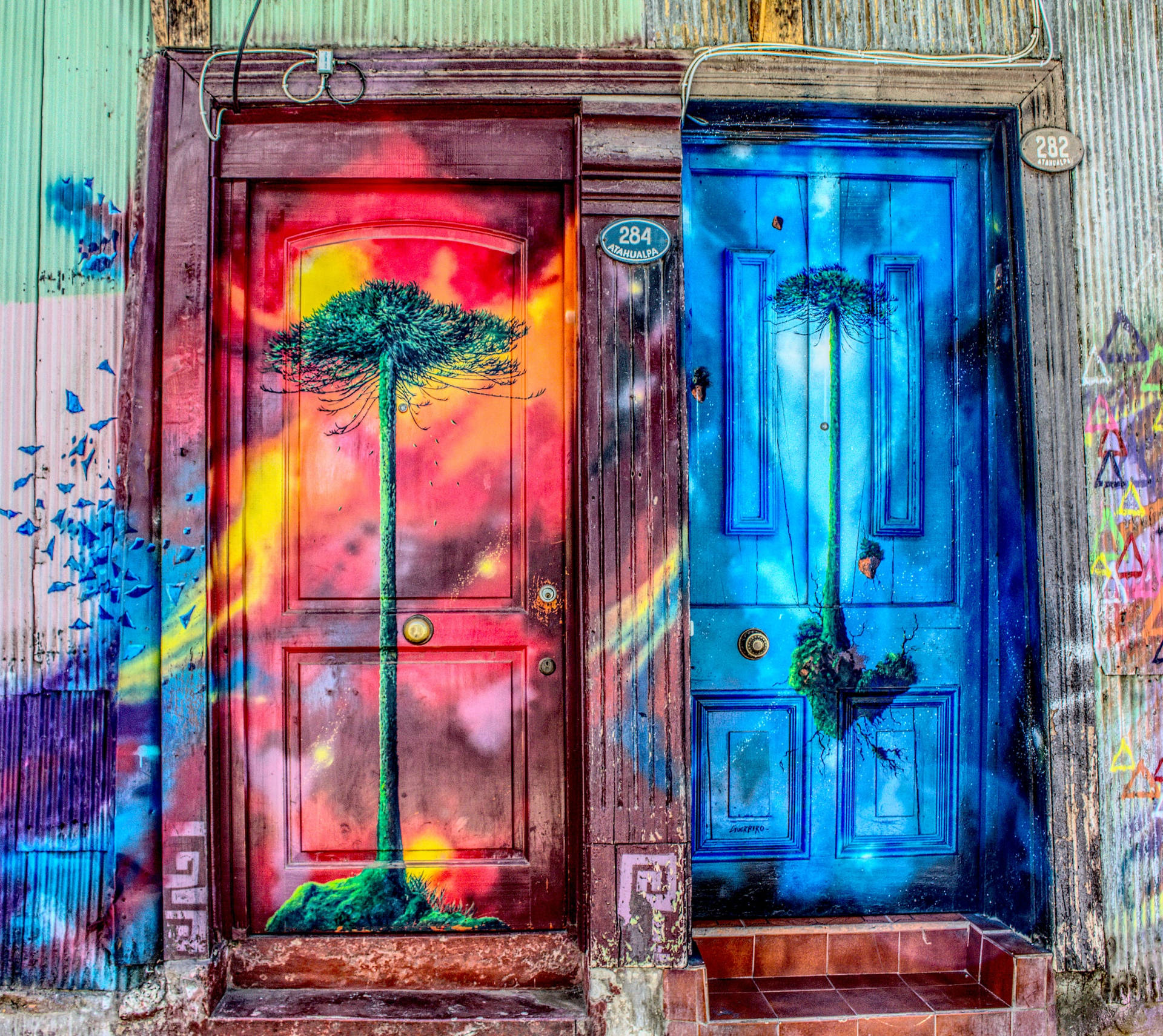 Painted Doors Work Of Art Wallpaper