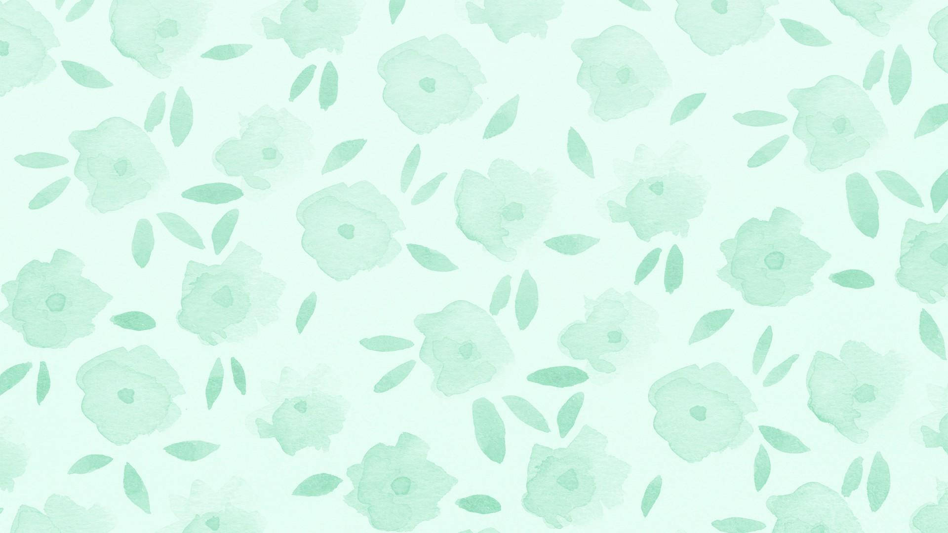 Florespintadas En Tono Verde Salvia Para Escritorio. Fondo de pantalla