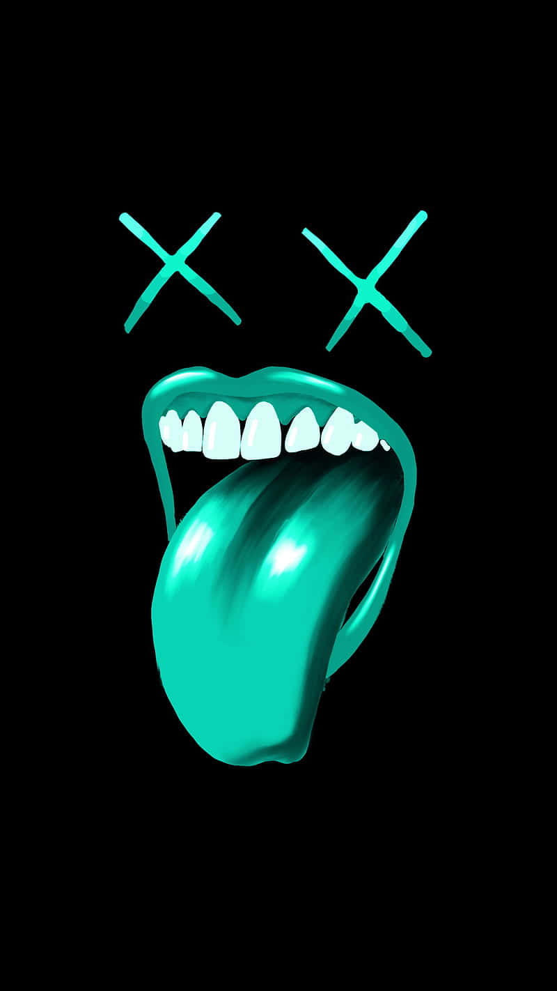 Painted Green Lips Tongue Out Wallpaper