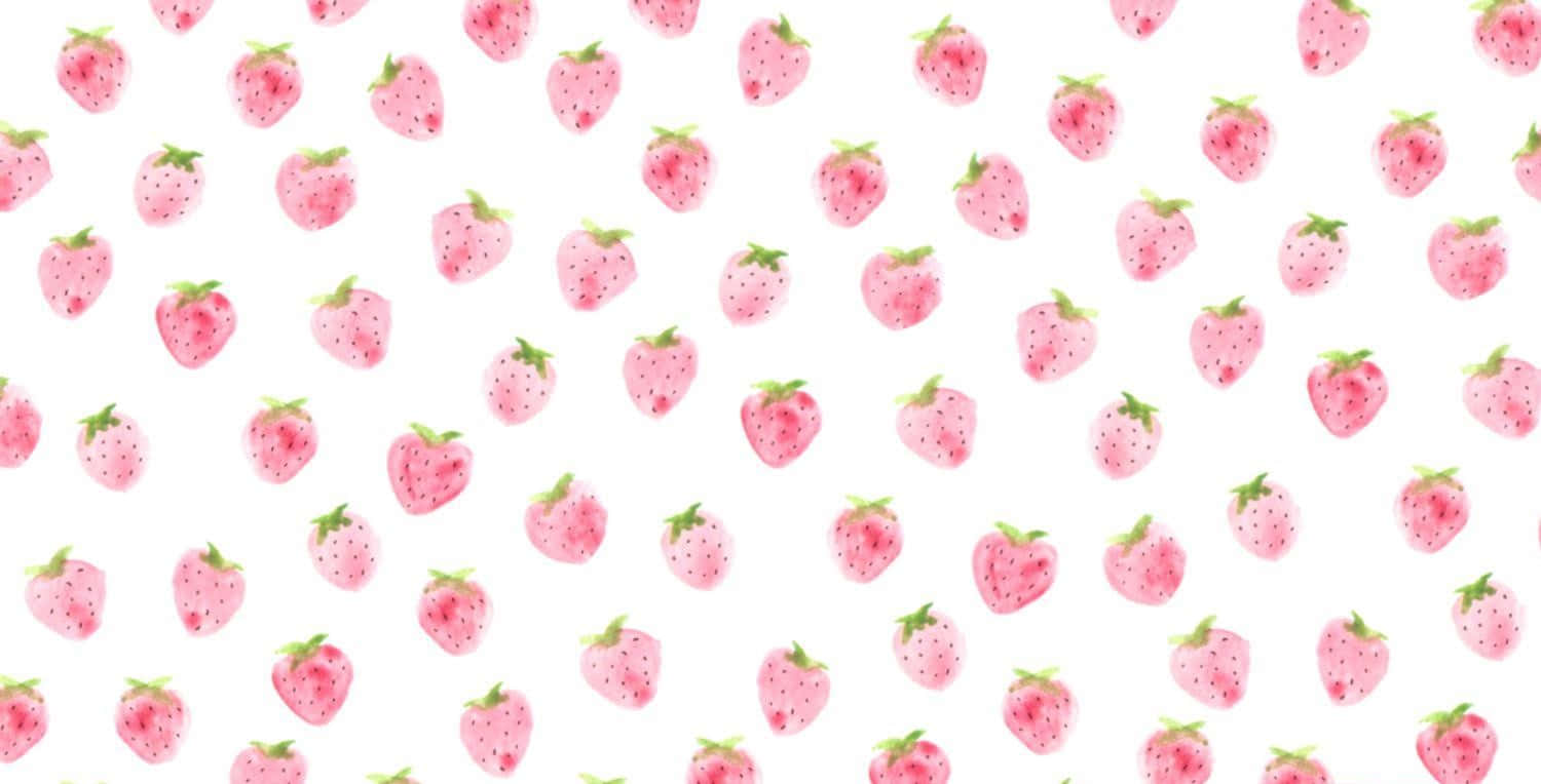 Patrónde Fresas Lindas Pintadas En Tonos Pastel Fondo de pantalla