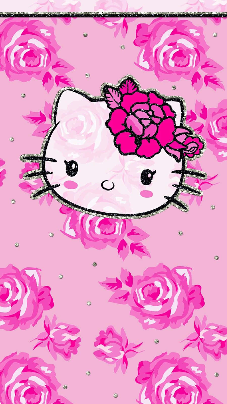 Painted Roses Cute Pink Hello Kitty Wallpaper