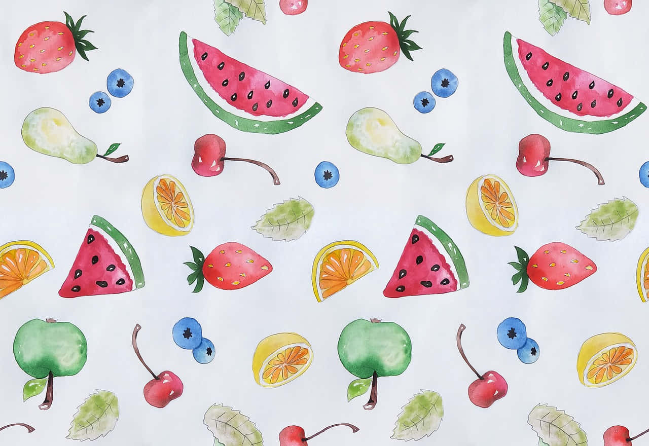 Painted Slices Of Cute Fruits Wallpaper