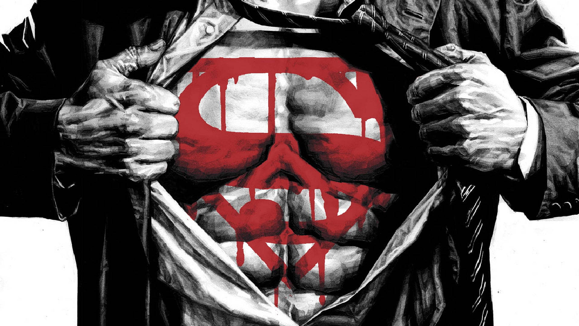 Logodi Superman Dipinto Sulla Pelle Sfondo