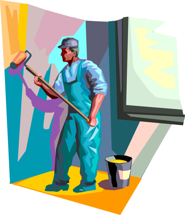 Painter At Work Vector Illustration PNG