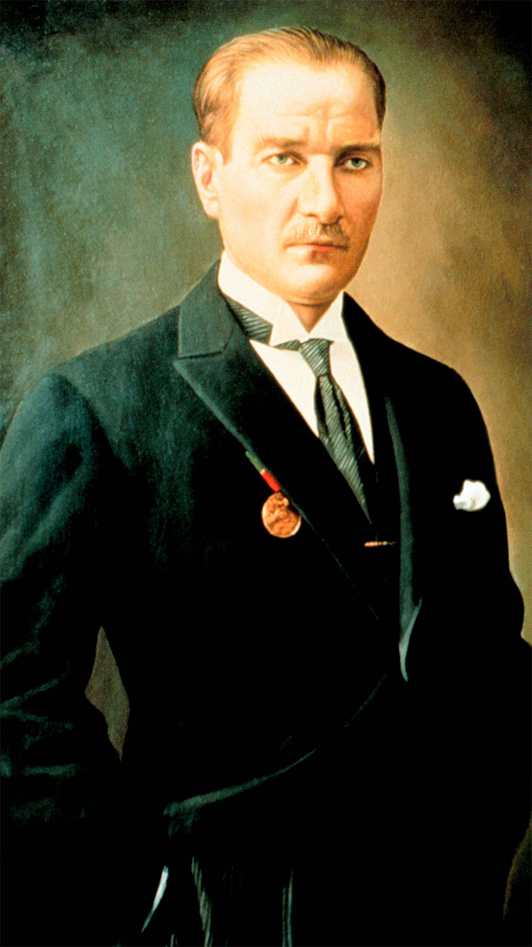 Dipinto Di Un Atatürk Serio Sfondo