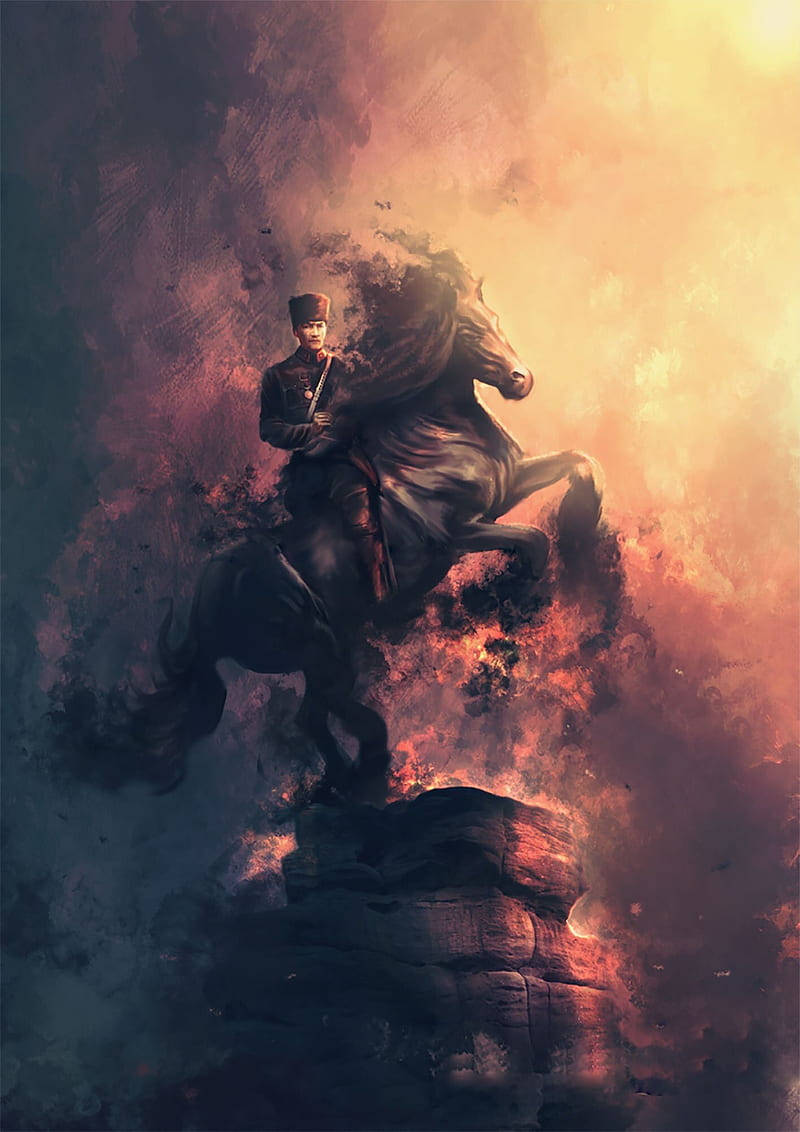 Painting Of Ataturk And Horse Wallpaper