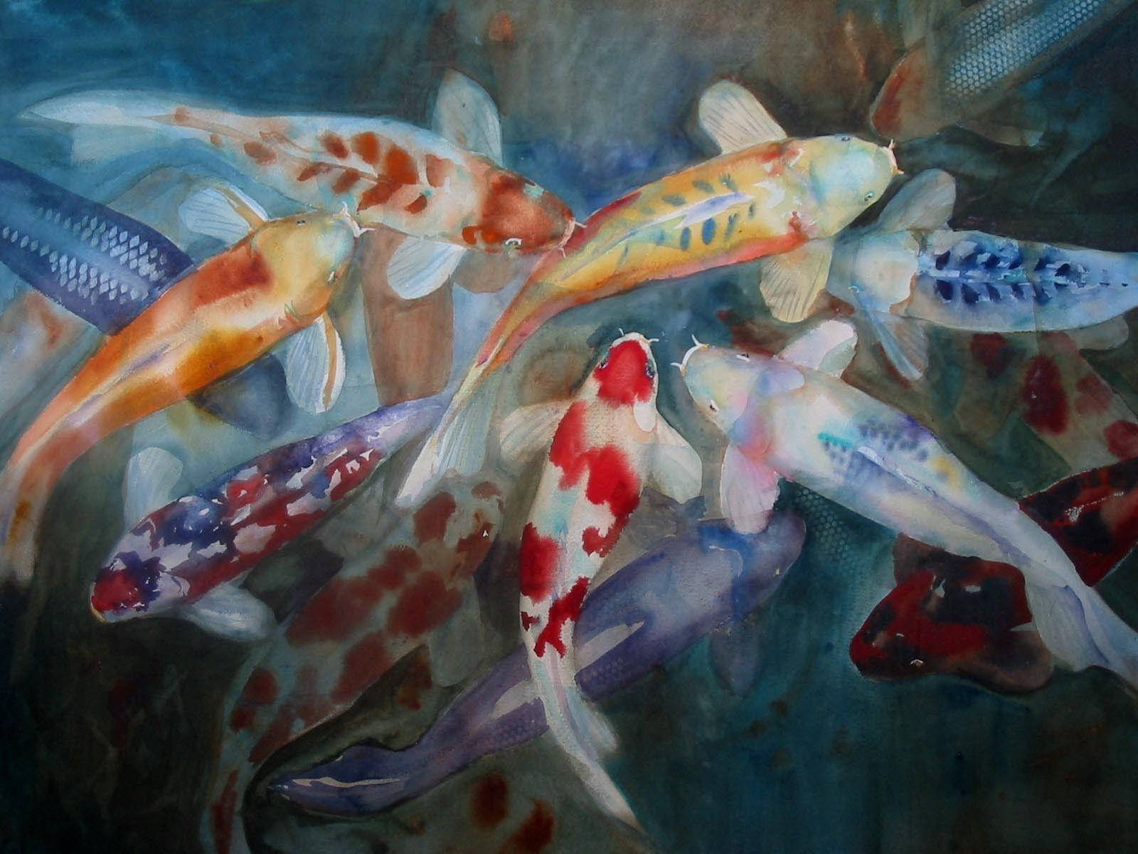 Painting Of Koi Fish Wallpaper
