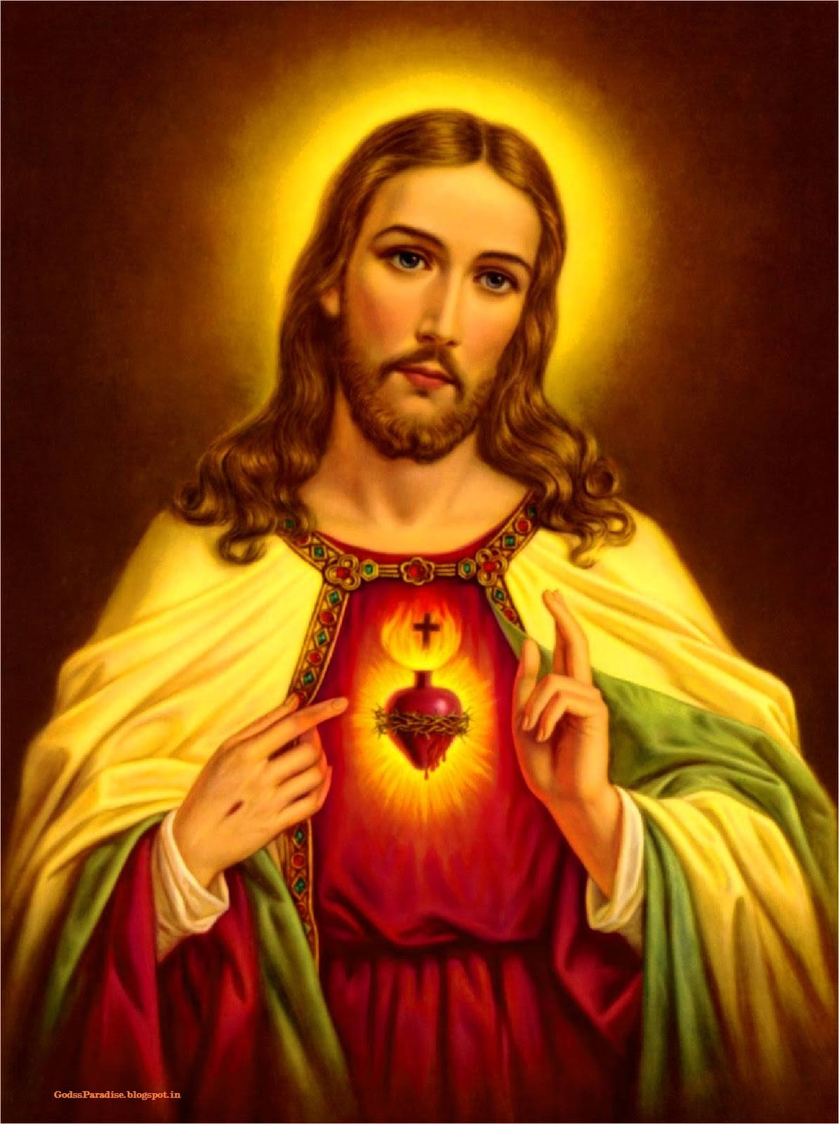 Download Painting Of Sacred Heart Of Jesus Wallpaper 