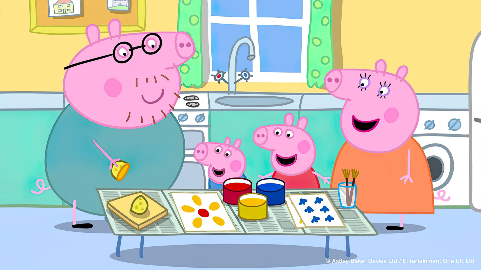 Painting With Family Peppa Pig Tablet Wallpaper
