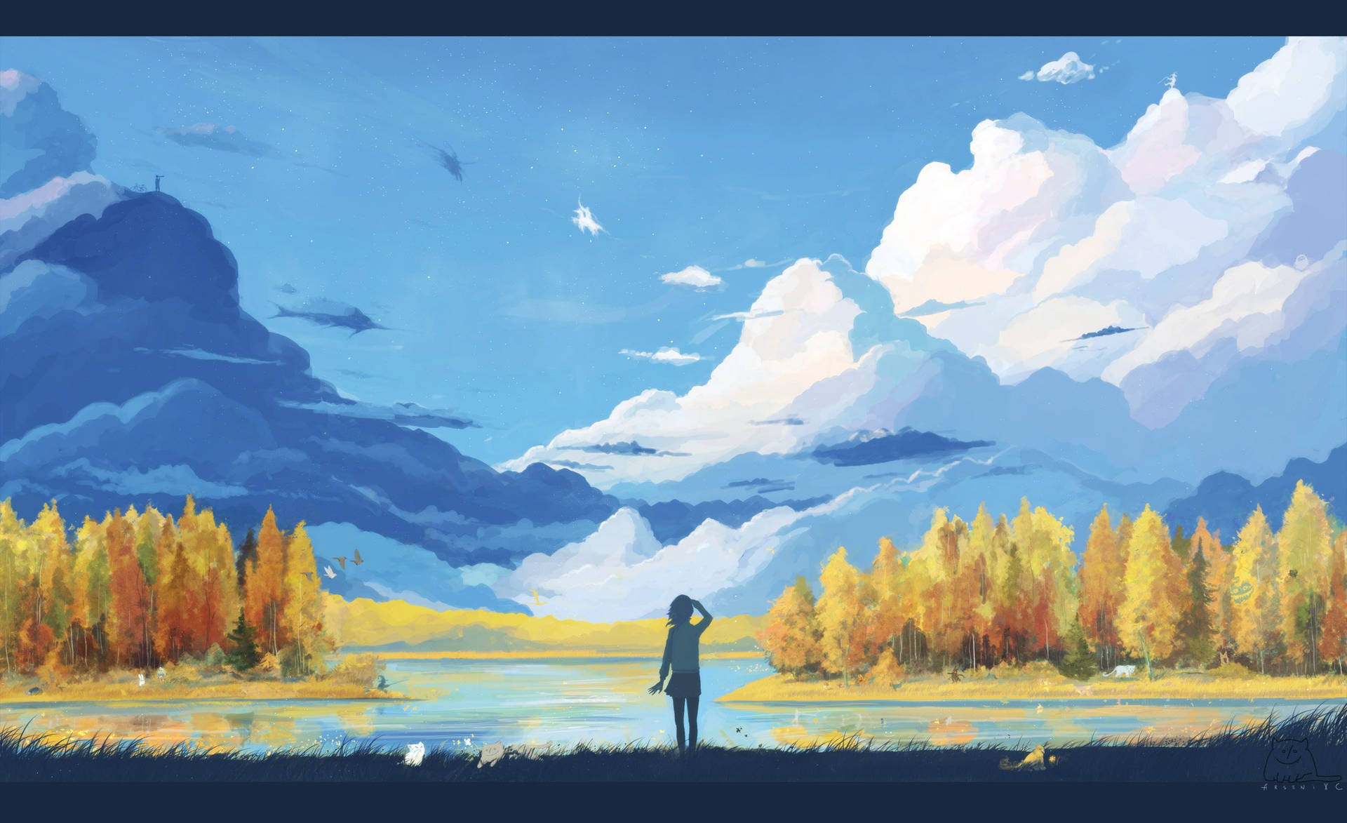Painting With Person Anime Scenery Wallpaper