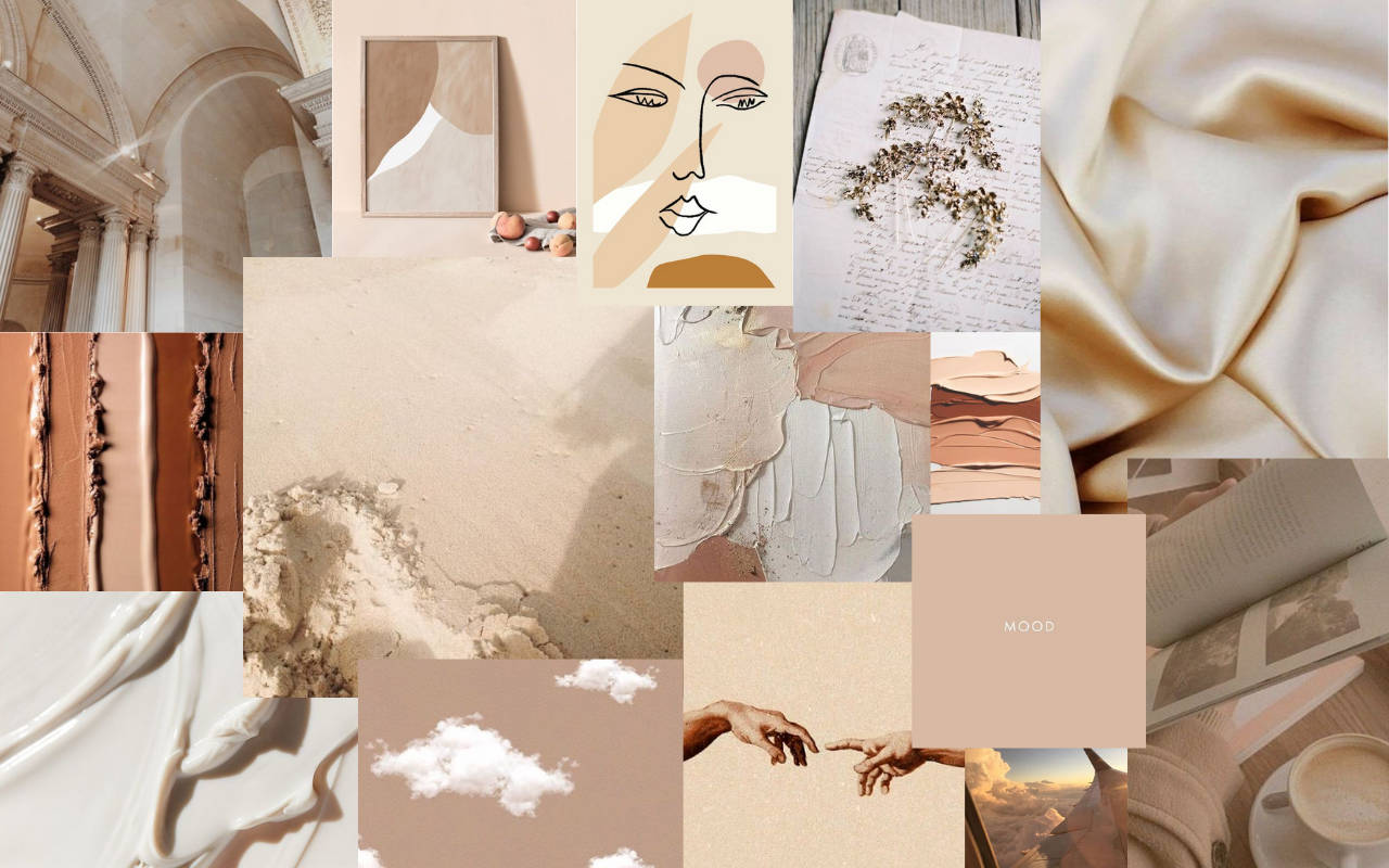 Paintings And Sand Beige Aesthetic Desktop Wallpaper