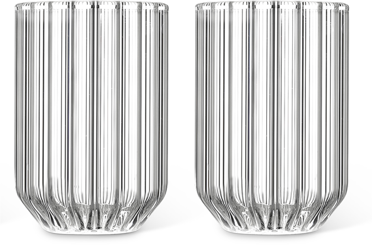 Download Pairof Clear Ribbed Glass Tumblers | Wallpapers.com