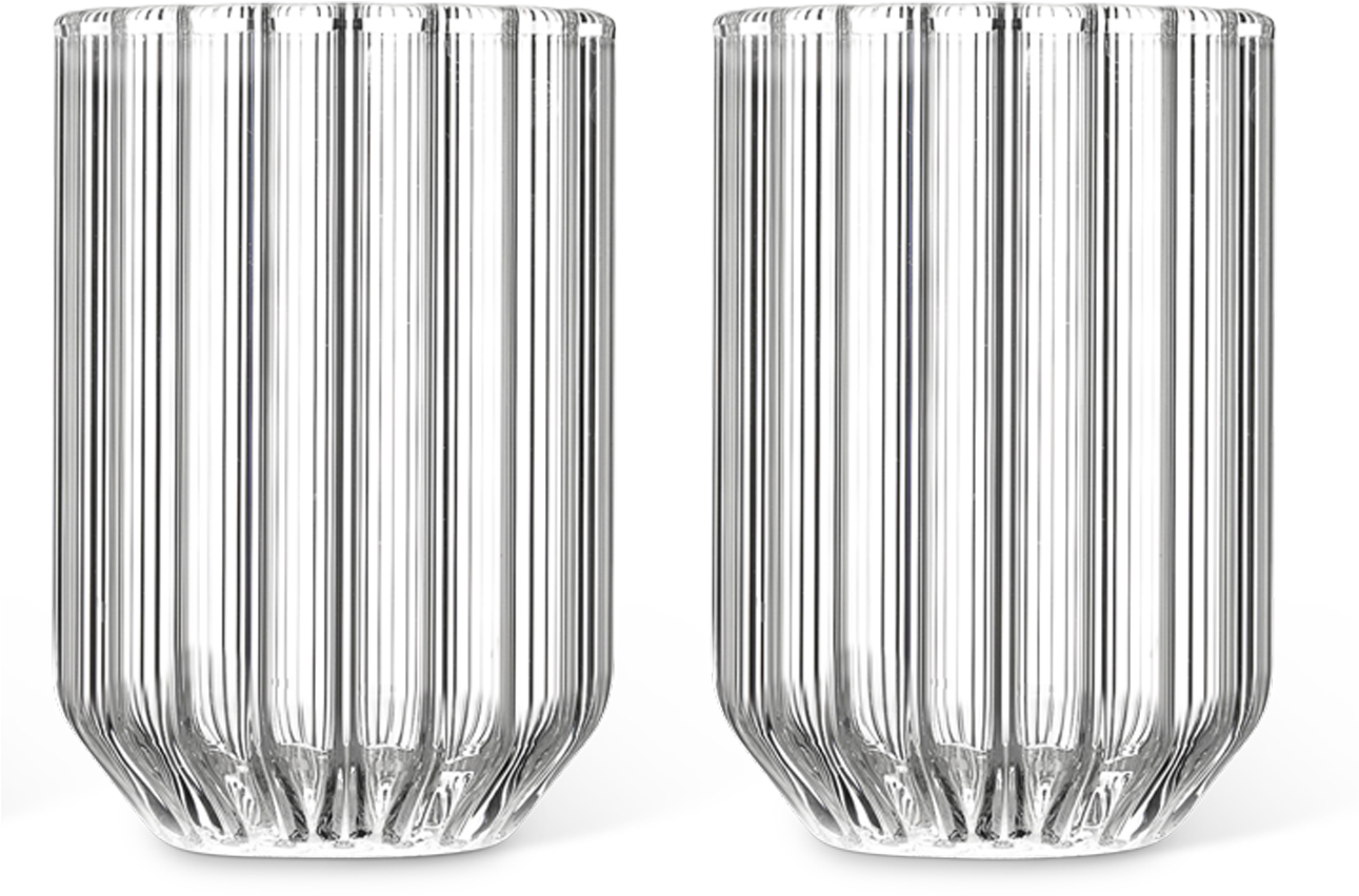 Pairof Clear Ribbed Glass Tumblers PNG