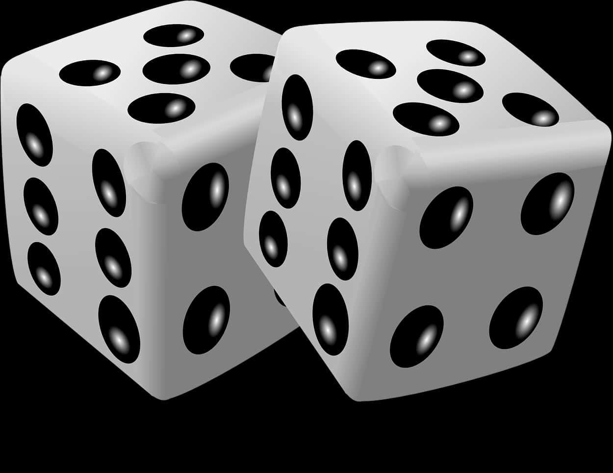 Pairof White Dice Black Dots PNG