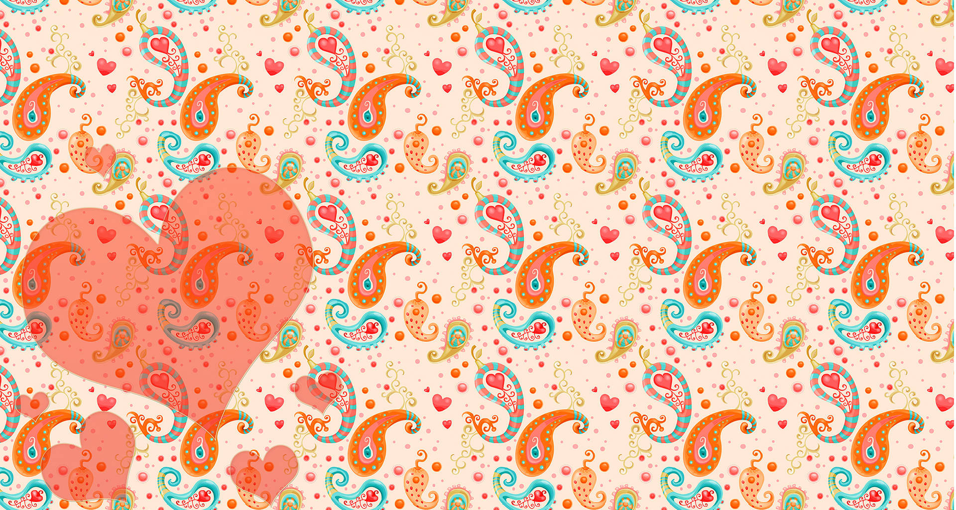 Paisley Print Pattern With Heart Wallpaper