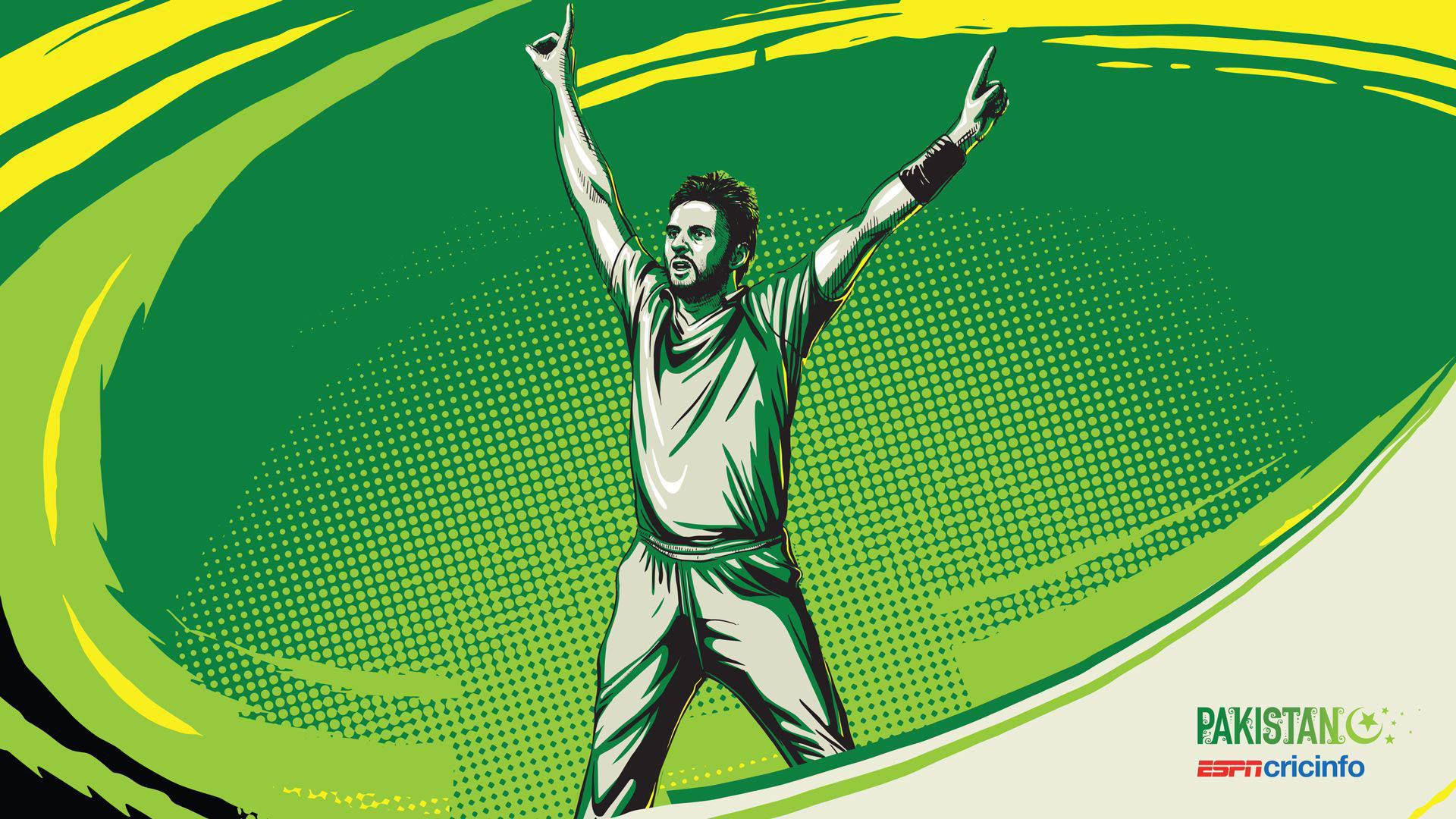 Pakistan Cricket Afridi Halvton Design Wallpaper