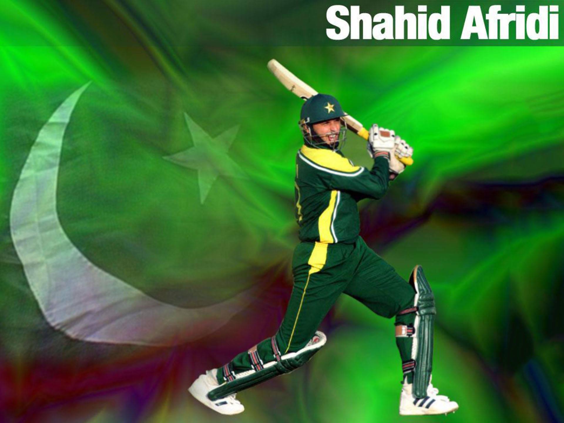 Exhilarating Action Shot of Legendary Pakistan Cricketer Afridi Wallpaper