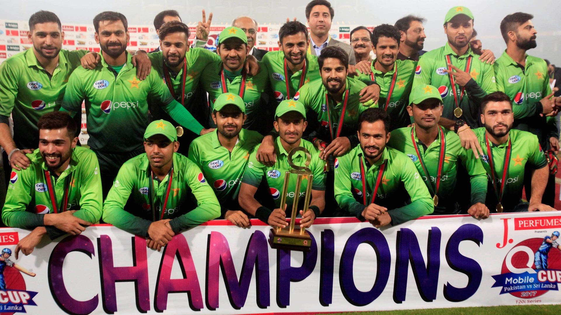 Pakistan Cricket Team Champions Triumph Wallpaper