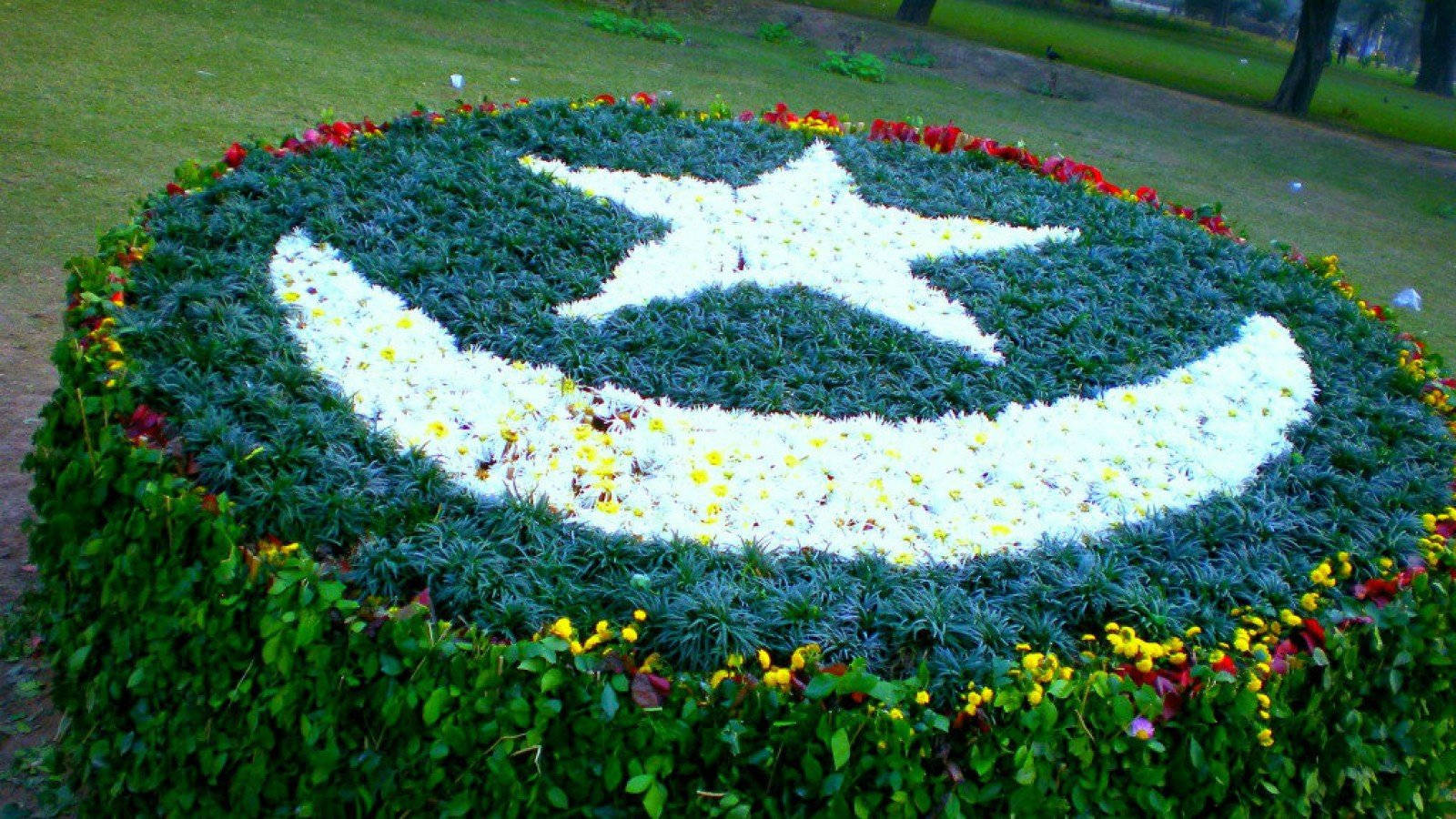 Pakistan Flag Arranged Flowers Wallpaper