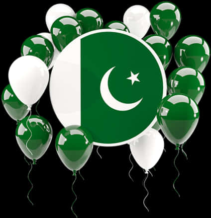 Pakistan Flag Balloons Celebration PNG