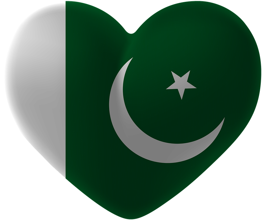 Pakistan Flag Heart Shaped Graphic PNG