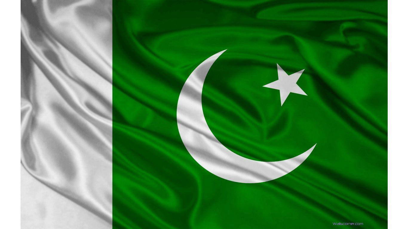 Pakistan Flag With Satin Fabric Wallpaper
