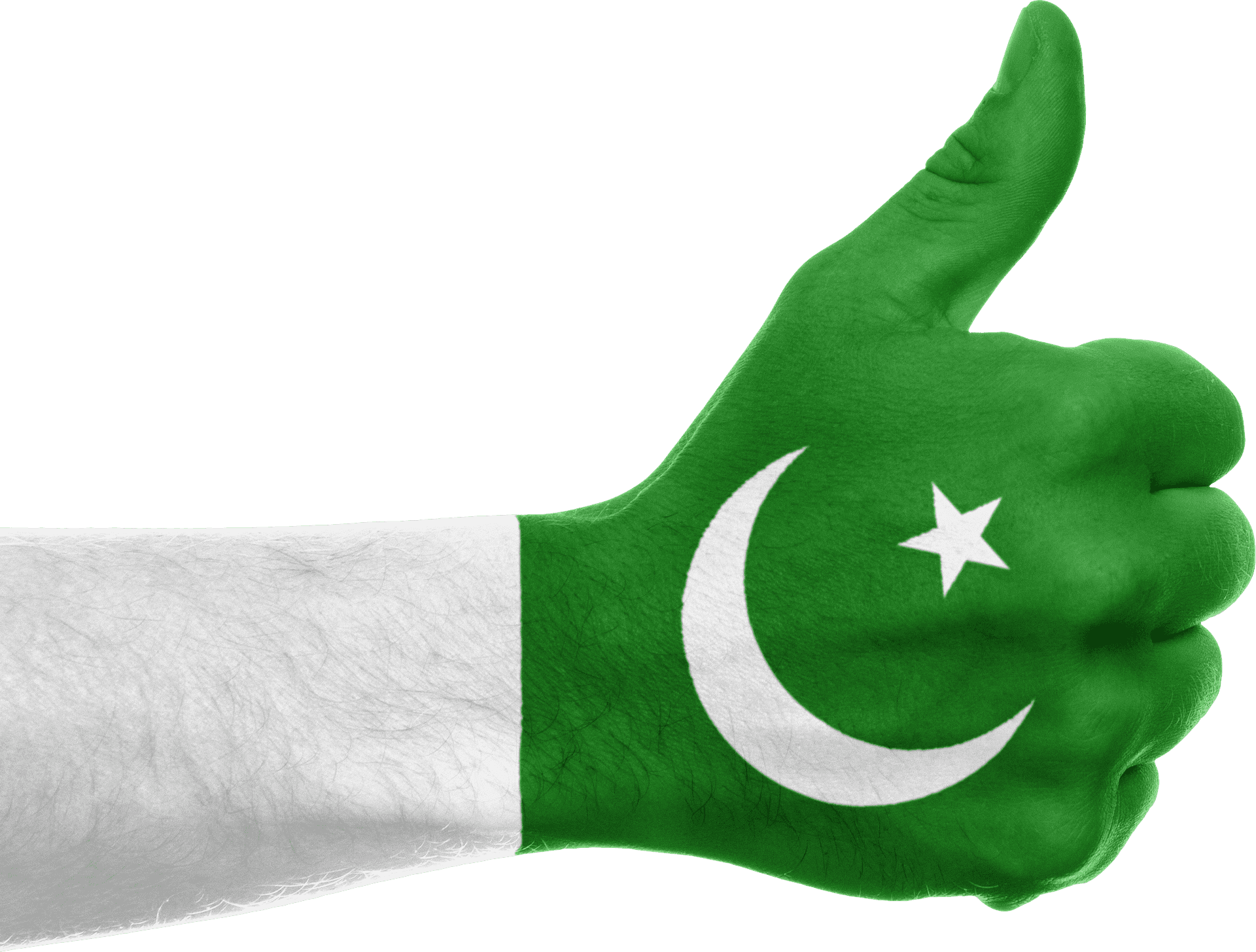 Pakistani Flag Thumbs Up Gesture PNG