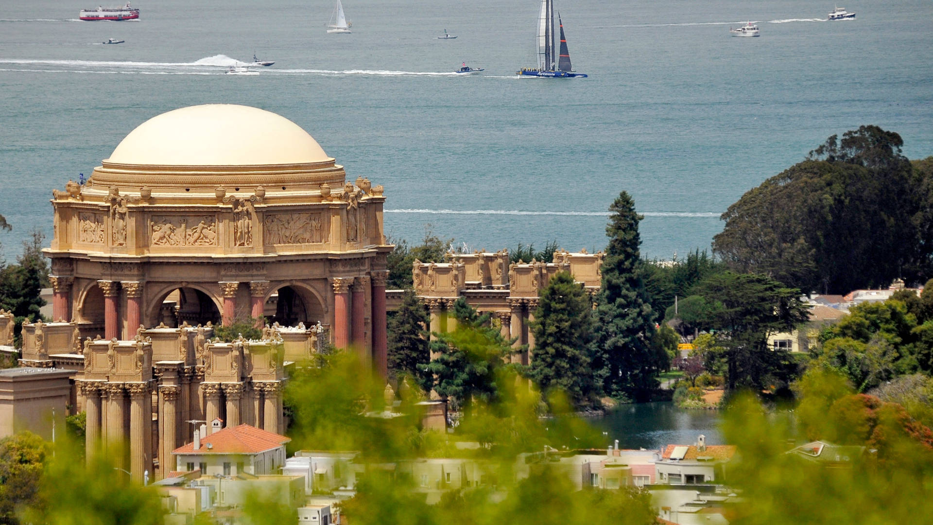 Palace Of Fine Arts Aerial View Wallpaper