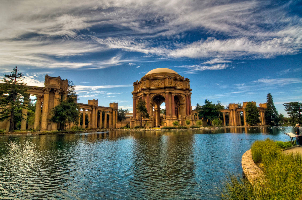 Palace Of Fine Arts White Clouds Wallpaper