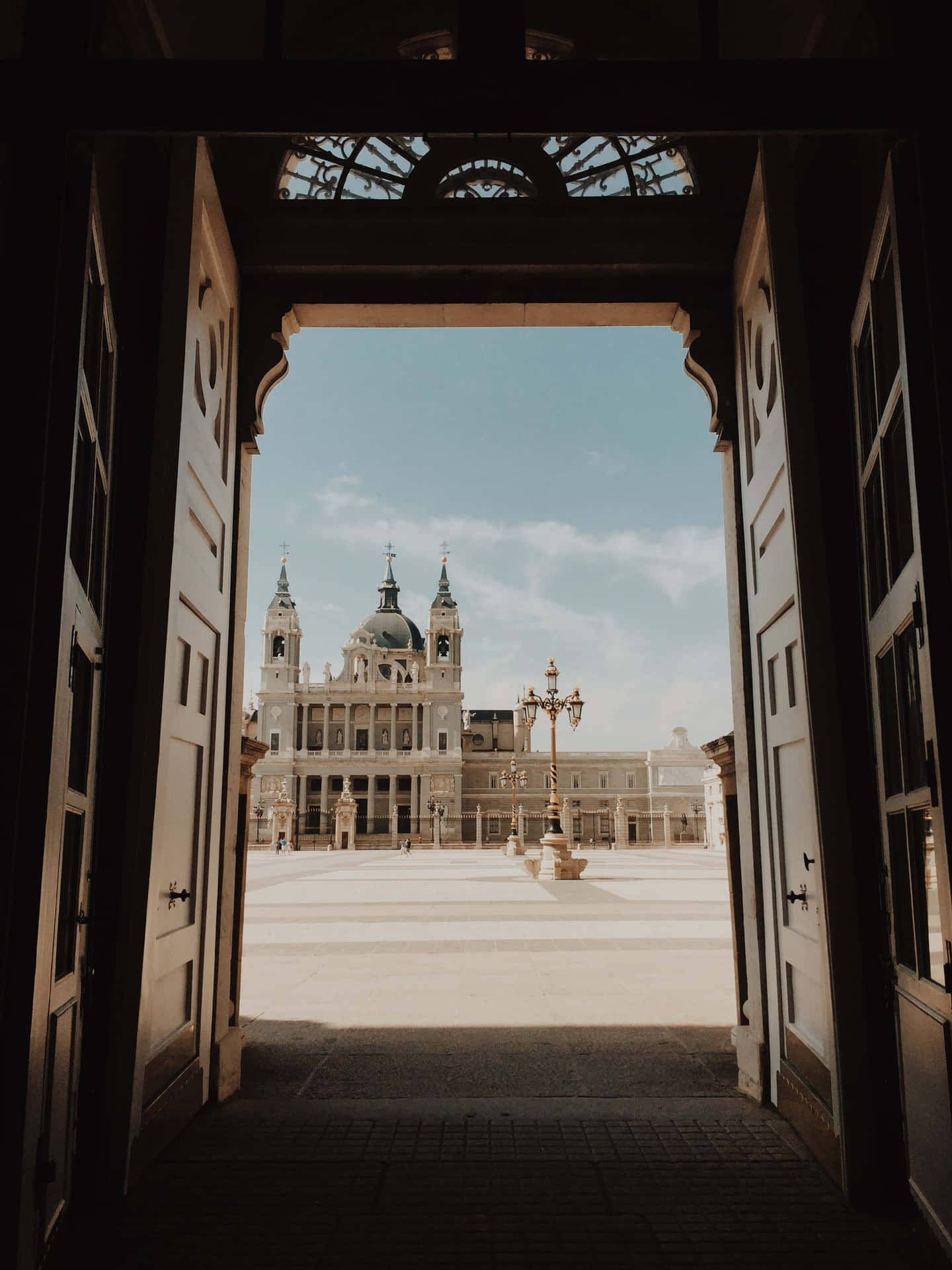 Palace View Through Open Doorway Wallpaper