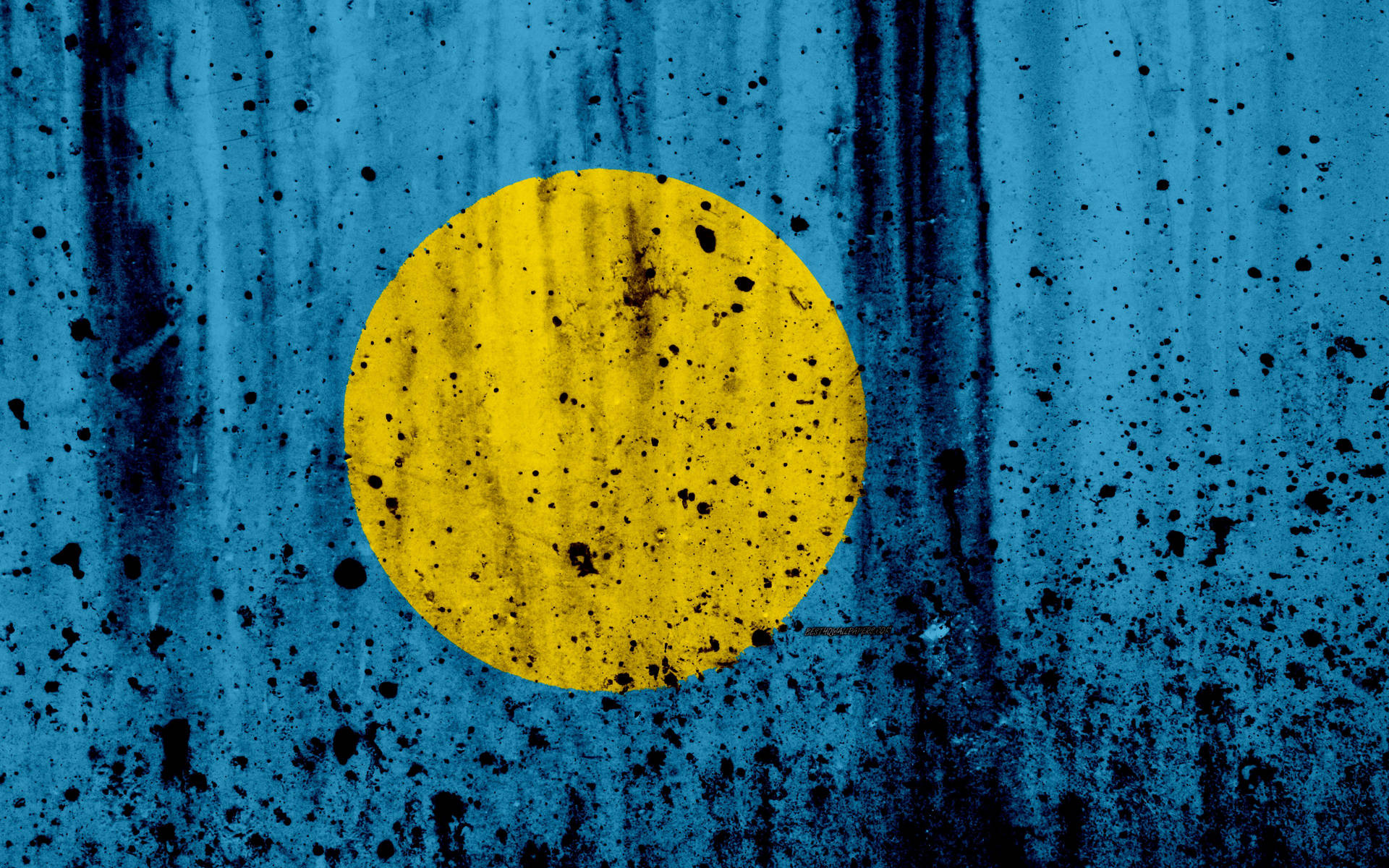 Palau Flag Med Sort Maling Wallpaper