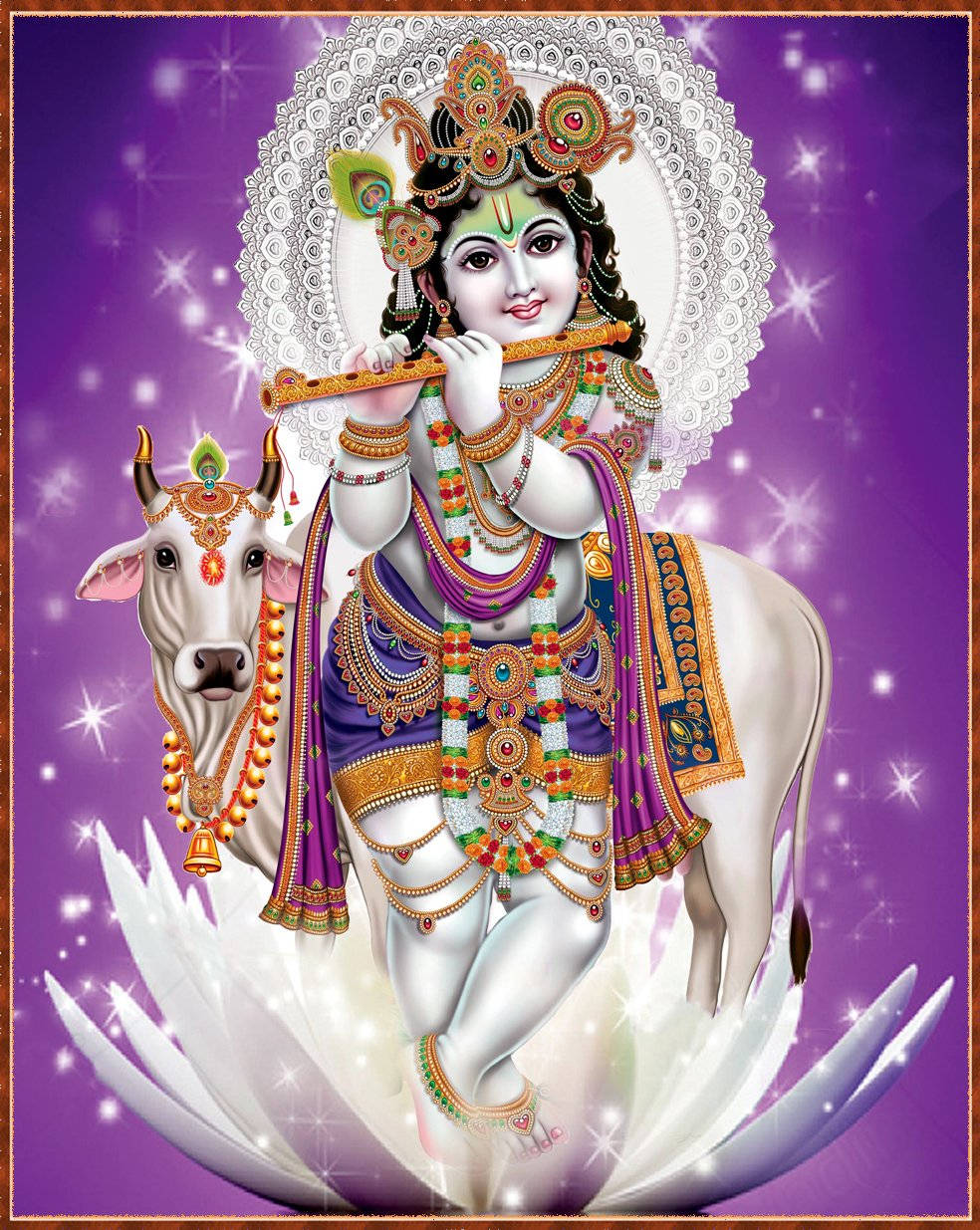 Download Pale Flute Lord Krishna 3d Wallpaper 