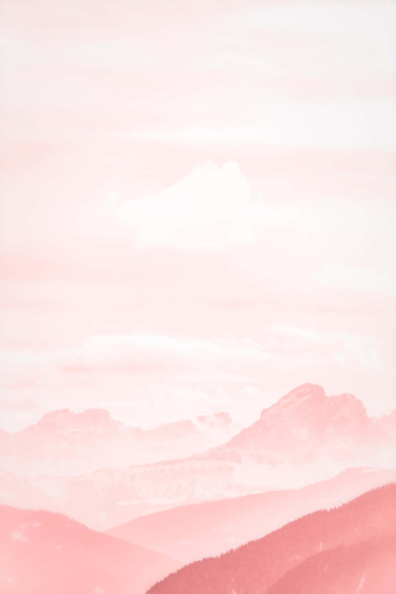 Pale Pink Background Mountains Sky