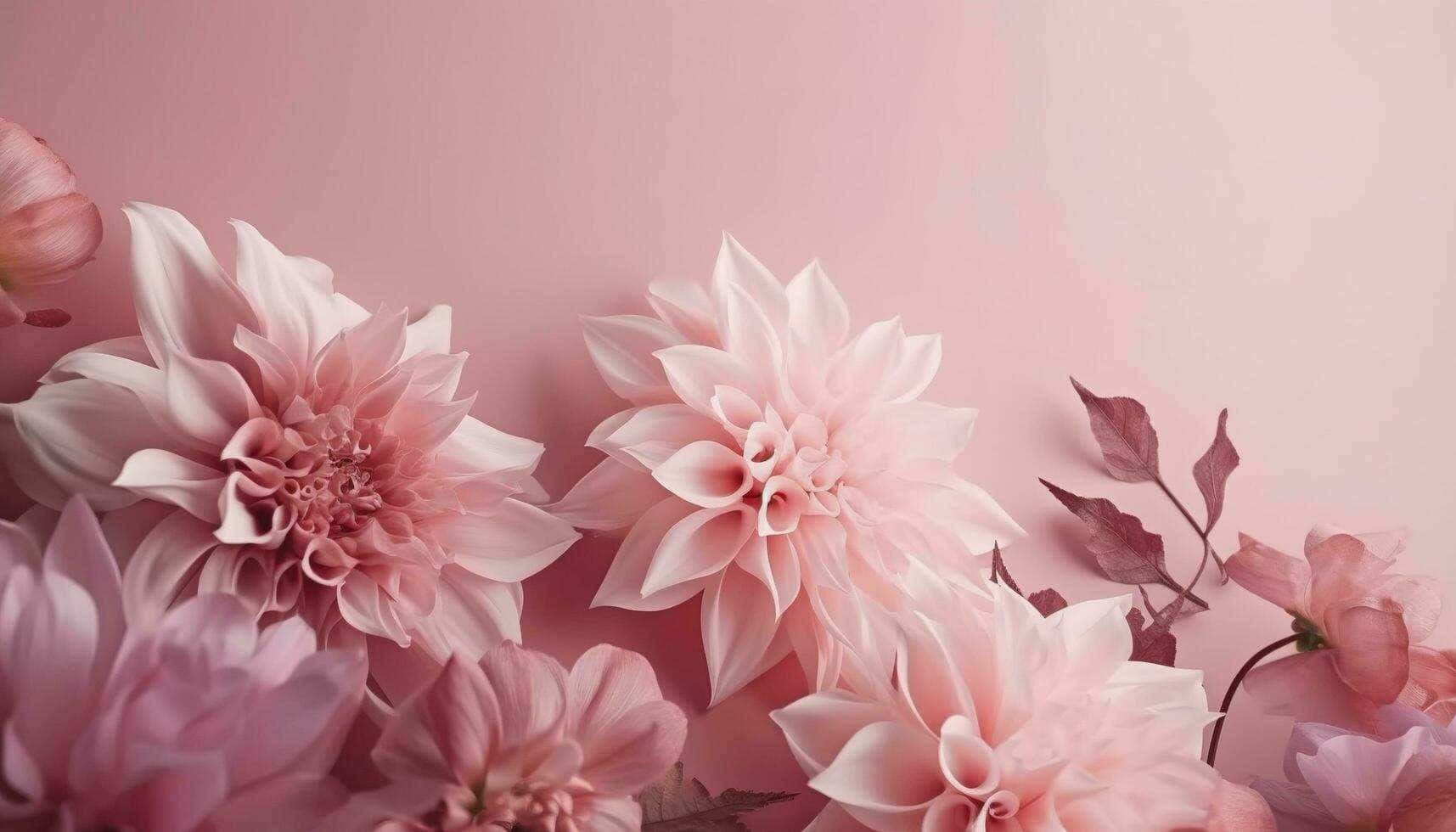 Pale Pink Dahlia Floral Arrangement Wallpaper