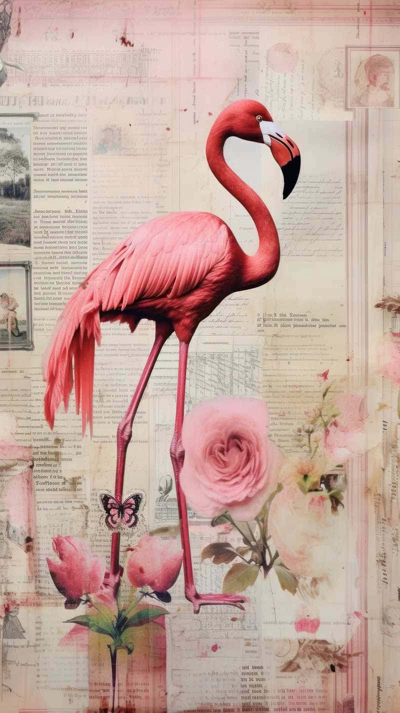 Pale Pink Flamingo Artwork Wallpaper