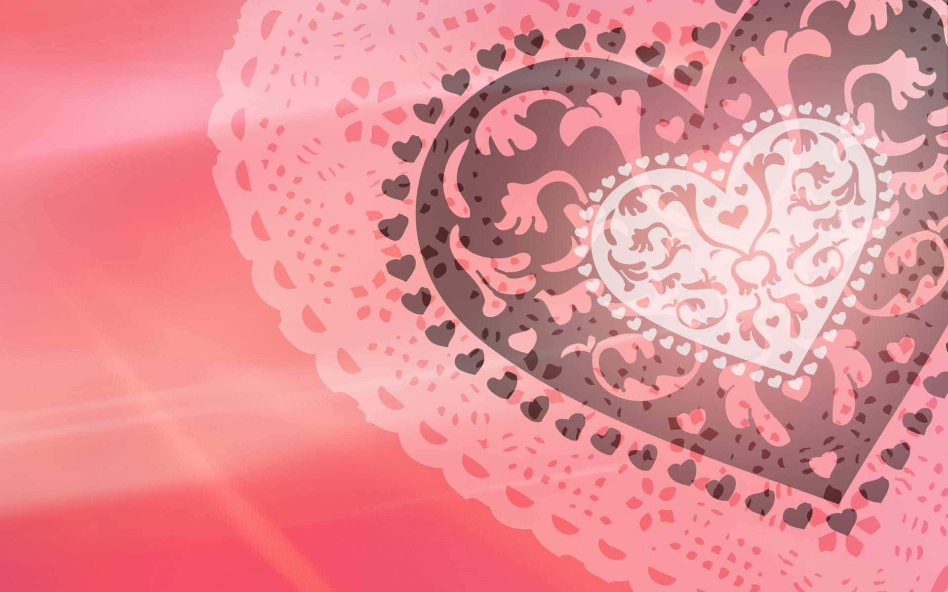Pale Pink Heart Doily Pattern Wallpaper
