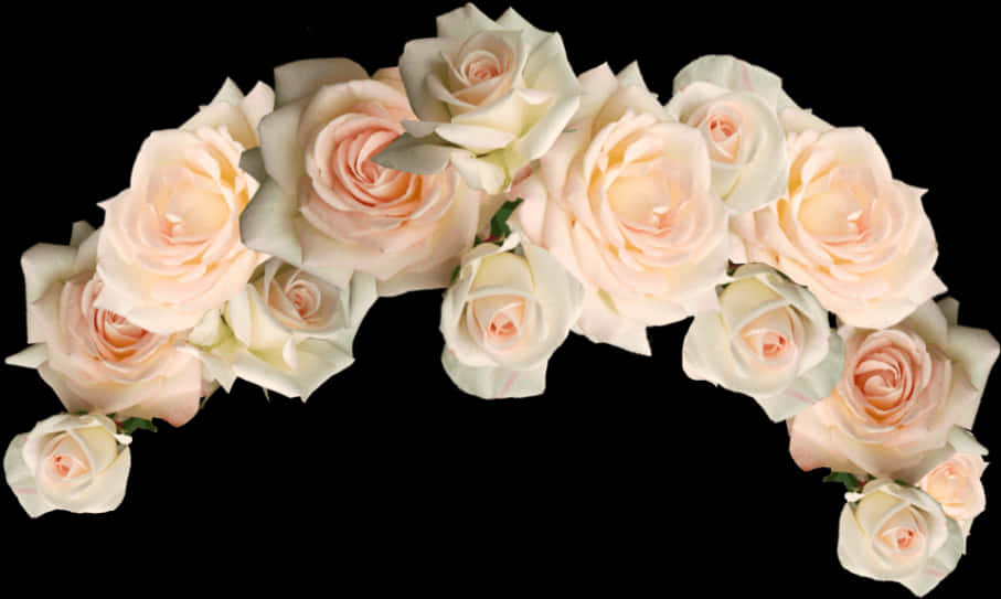 Pale Rose Floral Crownon Black Background.jpg PNG
