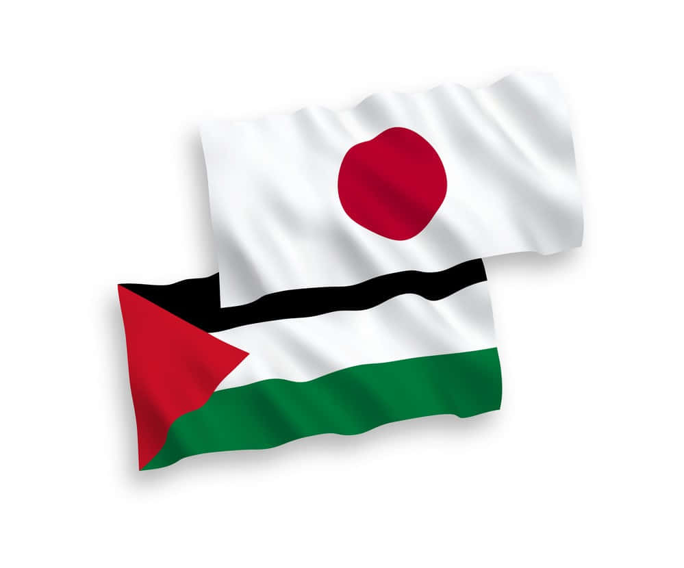 Tvåflaggor Av Japan Och Palestina