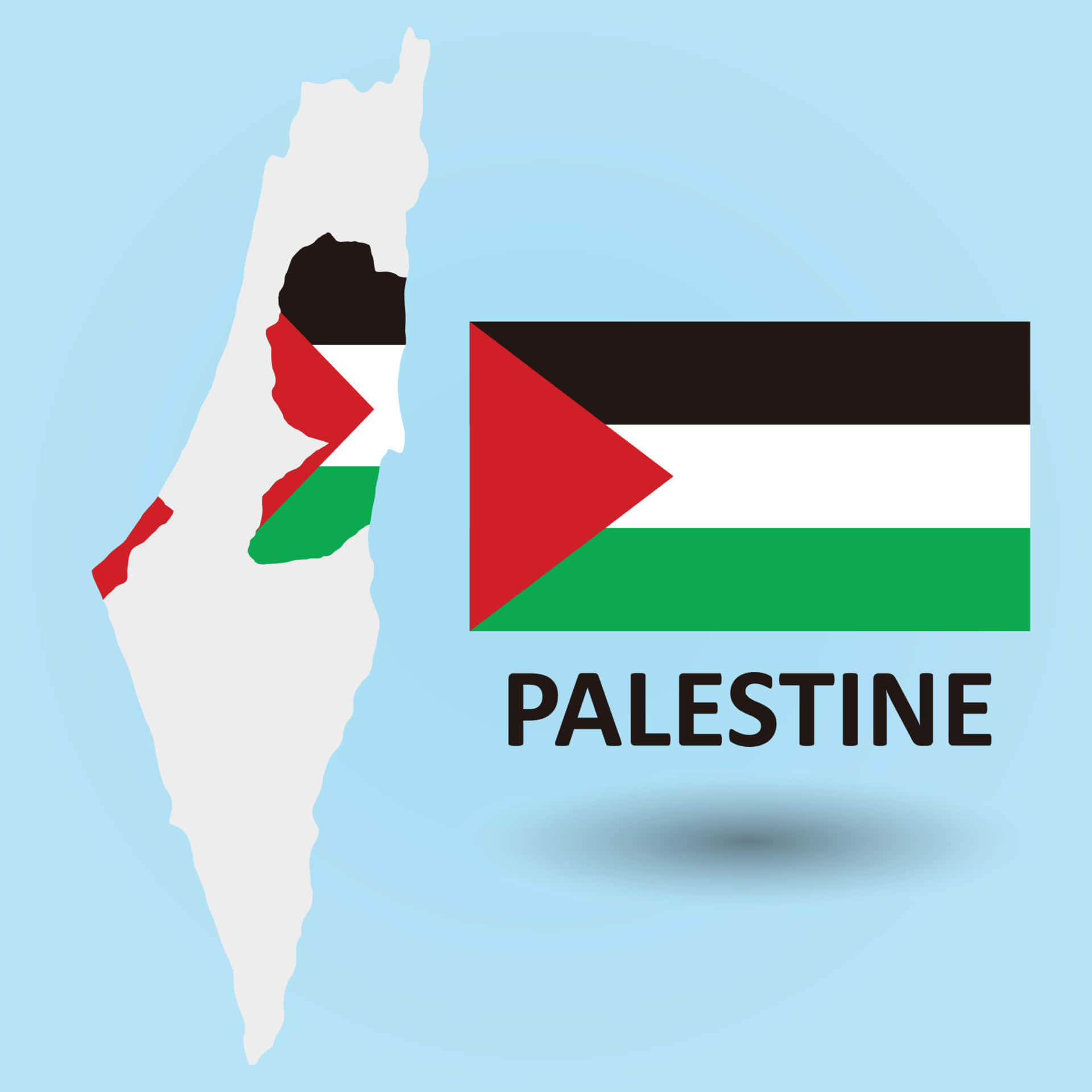 A Map Of Palestine With The Flag