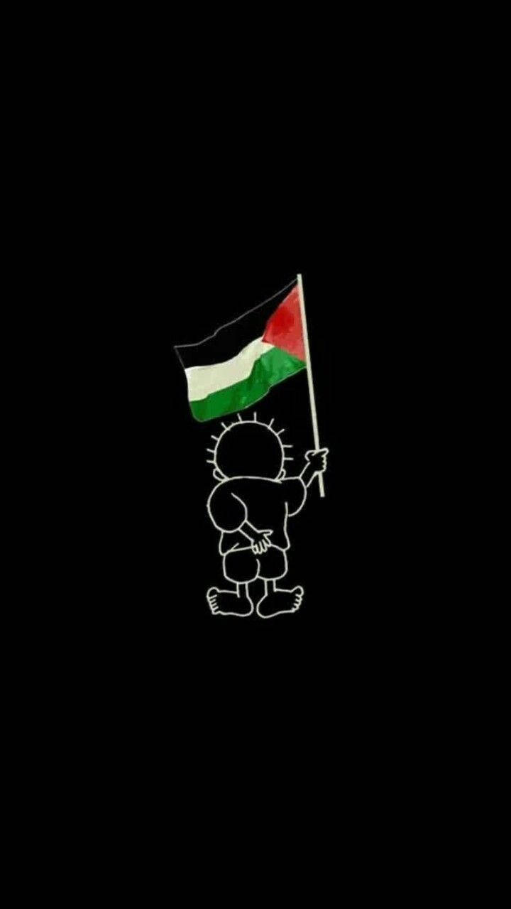 Adorable Cartoon Depiction of Palestine Flag Wallpaper
