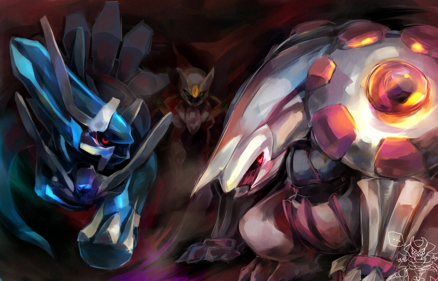 Palkia And Dialga In 3d Art Picture