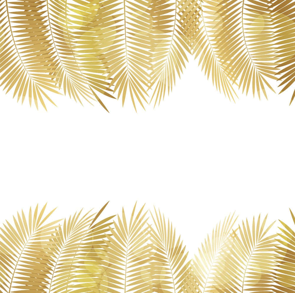 Golden Palm Leaves On A White Background