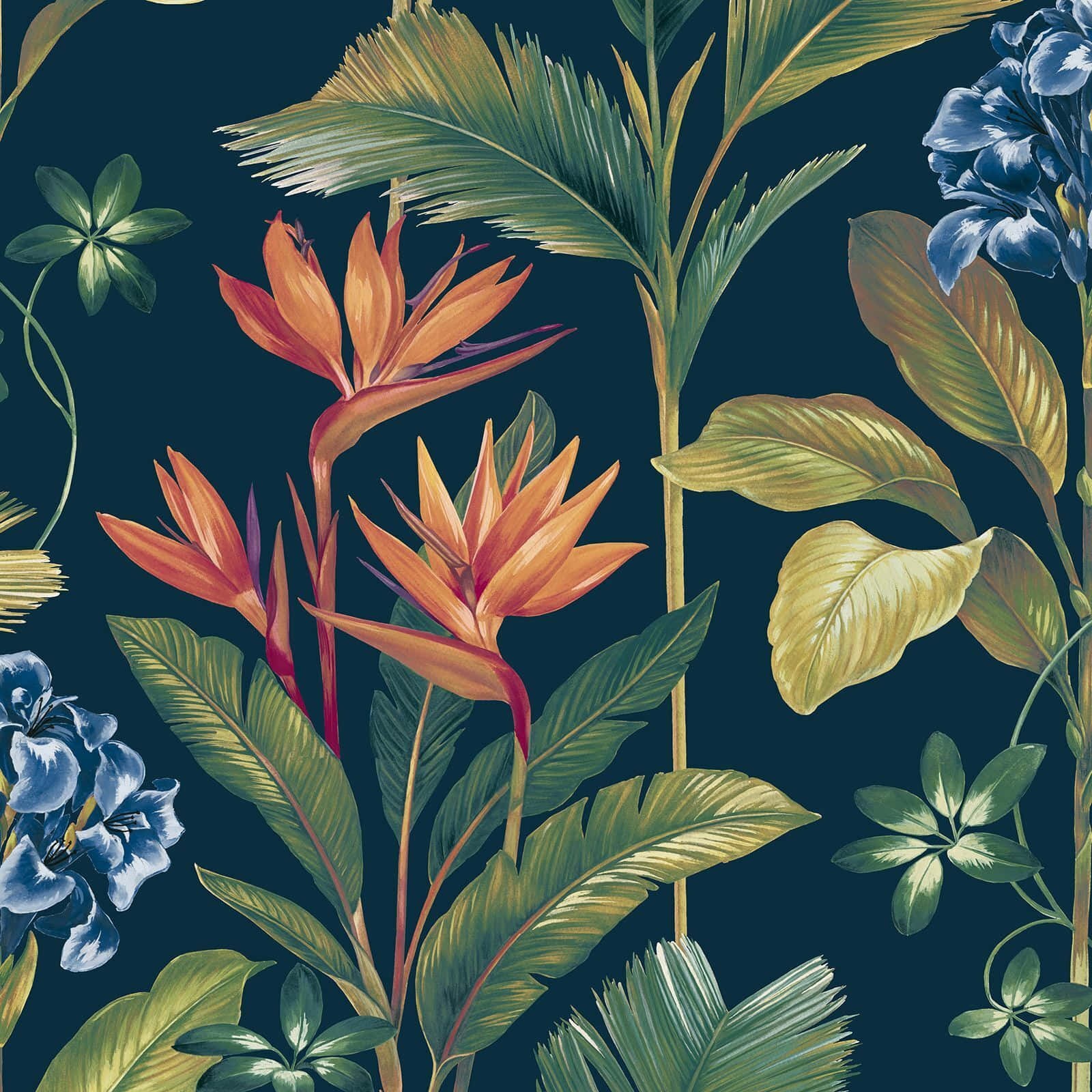Tropical Wallpaper With Tropical Plants And Flowers