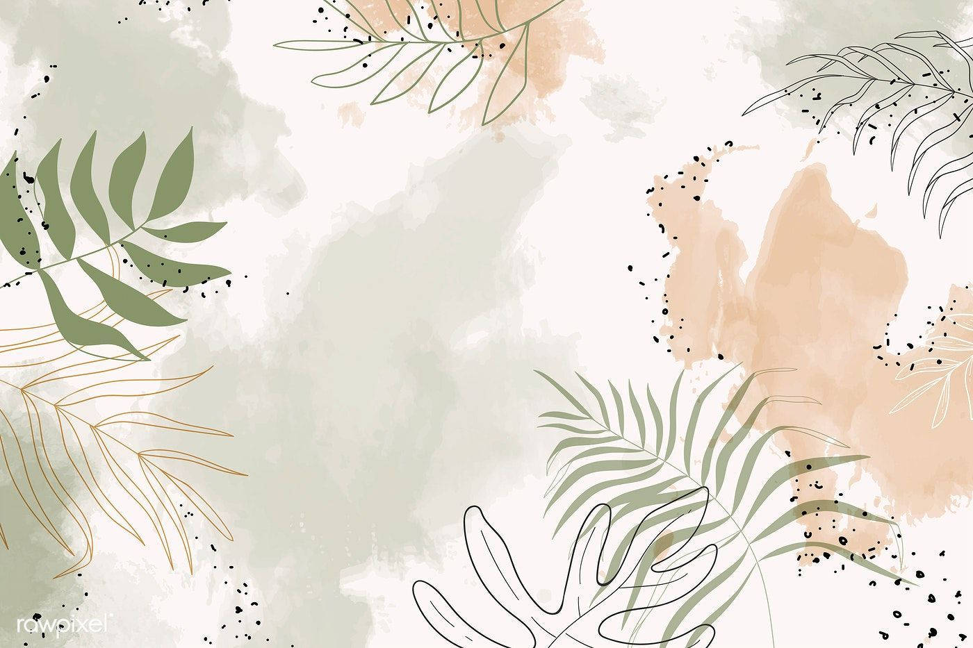 Palm Leaves In Beige Background