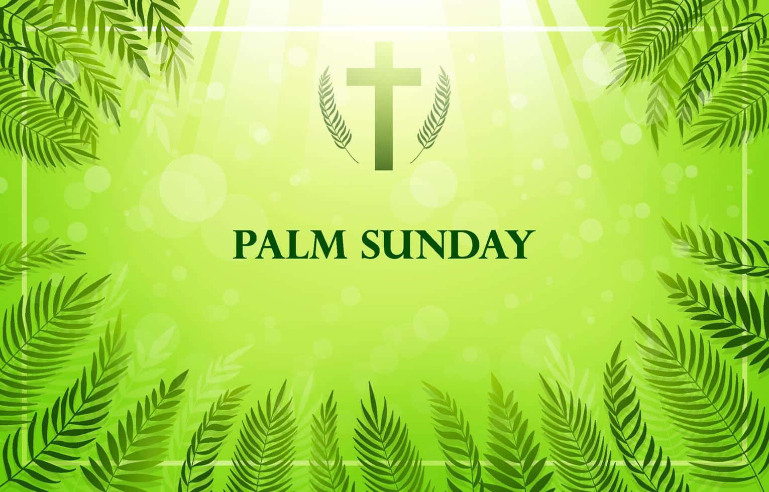 Divine Palm Sunday Text With Cross Background