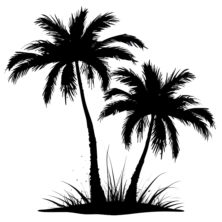 Palm Tree Silhouette Clipart Png Vhj36 PNG